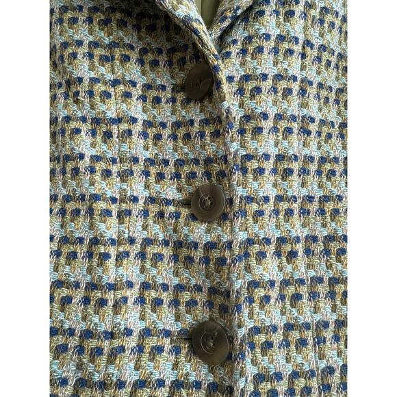 Talbots Petites Size 14P Green/ Blue Tweed Wool Blend 3 Button 90s, Y2K Blazer - Picture 6 of 11
